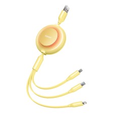 Baseus Bright Mirror 2, USB 3-in-1 cable for micro USB / USB-C / Lightning 3.5A 1.1m (Yellow)