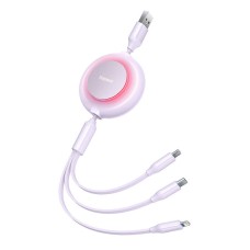 Baseus Bright Mirror 2, 3-in-1 USB 3-in-1 cable for micro USB / USB-C / Lightning 3.5A 1.1m (Purple)