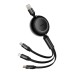 Baseus Bright Mirror 3, USB 3-in-1 cable for micro USB / USB-C / Lightning 66W / 2A 1.1m (Black)