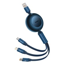 Baseus Bright Mirror 3, USB 3-in-1 cable for micro USB / USB-C / Lightning 66W / 2A 1.1m (Blue)