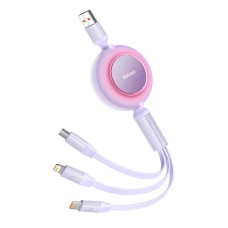 Baseus Bright Mirror 3, USB 3-in-1 cable for micro USB / USB-C / Lightning 66W / 2A 1.1m (Purple)