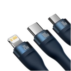 3in1 USB cable Baseus Flash Series 2, USB-C + micro USB + Lightning, 100W, 1.2m (blue) 3in1 USB cable Baseus Flash Series 2, USB-C + micro USB + Lightning, 100W, 1.2m (blue)