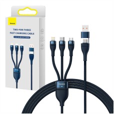 3in1 USB cable Baseus Flash Series 2, USB-C + micro USB + Lightning, 100W, 1.2m (blue) 3in1 USB cable Baseus Flash Series 2, USB-C + micro USB + Lightning, 100W, 1.2m (blue)