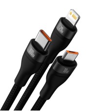 3in1 USB cable Baseus Flash Series 2, USB-C + micro USB + Lightning, 100W, 1.2m (black) 3in1 USB cable Baseus Flash Series 2, USB-C + micro USB + Lightning, 100W, 1.2m (black)
