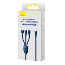 3in1 USB cable Baseus Flash Series 2, USB-C + micro USB + Lightning, 100W, 1.5m (blue) 3in1 USB cable Baseus Flash Series 2, USB-C + micro USB + Lightning, 100W, 1.5m (blue)