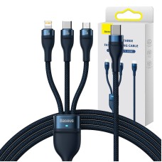 3in1 USB cable Baseus Flash Series 2, USB-C + micro USB + Lightning, 100W, 1.5m (blue) 3in1 USB cable Baseus Flash Series 2, USB-C + micro USB + Lightning, 100W, 1.5m (blue)