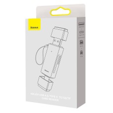 Baseus Lite Series SD/TF memory card reader, USB + USB-C (gray) Baseus Lite Series SD/TF memory card reader, USB + USB-C (gray)
