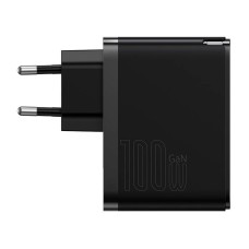 Wall charger Baseus GaN USB-C + USB, 100W + 1m cable (black) Wall charger Baseus GaN USB-C + USB, 100W + 1m cable (black)