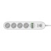Power strip with 4 AC sockets, 4x USB, LDNIO SE4432, 2m (white)