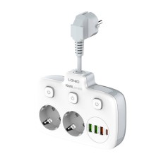 Power strip with 2 AC sockets, 3x USB, USB-C, LDNIO SE2435, 2500W (white) Power strip with 2 AC sockets, 3x USB, USB-C, LDNIO SE2435, 2500W (white)