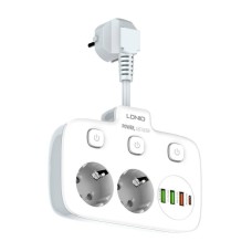 Power strip with 2 AC sockets, 3x USB, USB-C, LDNIO SE2435, 2500W (white) Power strip with 2 AC sockets, 3x USB, USB-C, LDNIO SE2435, 2500W (white)