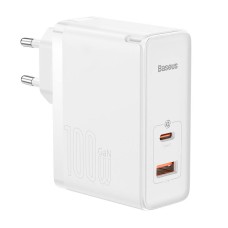 Wall charger Baseus GaN5 Pro USB-C + USB, 100W + 1m cable (white) Wall charger Baseus GaN5 Pro USB-C + USB, 100W + 1m cable (white)