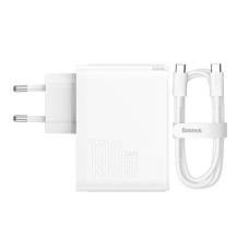 Wall charger Baseus GaN5 Pro USB-C + USB, 100W + 1m cable (white) Wall charger Baseus GaN5 Pro USB-C + USB, 100W + 1m cable (white)