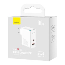 Wall charger Baseus GaN5 Pro USB-C + USB, 100W + 1m cable (white) Wall charger Baseus GaN5 Pro USB-C + USB, 100W + 1m cable (white)
