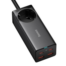 Baseus GaN3 Pro wall charger / powerstrip 2xUSB + 2xUSB-C + AC, 100W (black) Baseus GaN3 Pro wall charger / powerstrip 2xUSB + 2xUSB-C + AC, 100W (black)