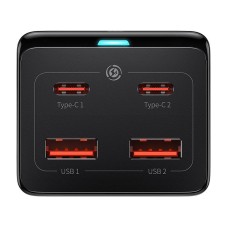 Baseus GaN3 Pro wall charger / powerstrip 2xUSB + 2xUSB-C + AC, 100W (black) Baseus GaN3 Pro wall charger / powerstrip 2xUSB + 2xUSB-C + AC, 100W (black)