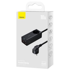 Baseus GaN3 Pro wall charger / powerstrip 2xUSB + 2xUSB-C + AC, 100W (black) Baseus GaN3 Pro wall charger / powerstrip 2xUSB + 2xUSB-C + AC, 100W (black)