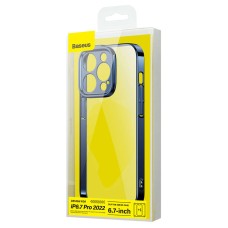 Baseus Glitter Transparent Case and Tempered Glass set for iPhone 14 Pro Max (blue)