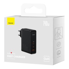 Wall charger Baseus GaN5 Pro 2xUSB-C + USB, 140W (black) Wall charger Baseus GaN5 Pro 2xUSB-C + USB, 140W (black)