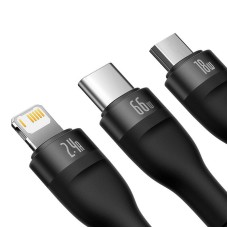 3in1 USB cable Baseus Flash II Series, USB-C + micro USB + Lightning, 66W, 1.2m (Black) 3in1 USB cable Baseus Flash II Series, USB-C + micro USB + Lightning, 66W, 1.2m (Black)