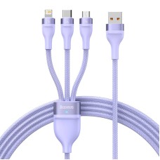 3in1 USB cable Baseus Flash II Series, USB-C + micro USB + Lightning, 66W, 1.2m (Purple) 3in1 USB cable Baseus Flash II Series, USB-C + micro USB + Lightning, 66W, 1.2m (Purple)