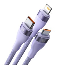 3in1 USB cable Baseus Flash II Series, USB-C + micro USB + Lightning, 66W, 1.2m (Purple) 3in1 USB cable Baseus Flash II Series, USB-C + micro USB + Lightning, 66W, 1.2m (Purple)