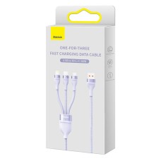 3in1 USB cable Baseus Flash II Series, USB-C + micro USB + Lightning, 66W, 1.2m (Purple) 3in1 USB cable Baseus Flash II Series, USB-C + micro USB + Lightning, 66W, 1.2m (Purple)