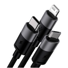 3in1 USB cable Baseus StarSpeed Series, USB-C + Micro + Lightning 3,5A, 1.2m (Black) 3in1 USB cable Baseus StarSpeed Series, USB-C + Micro + Lightning 3,5A, 1.2m (Black)