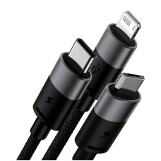 3in1 USB cable Baseus StarSpeed Series, USB-C + Micro + Lightning 3,5A, 1.2m (Black) 3in1 USB cable Baseus StarSpeed Series, USB-C + Micro + Lightning 3,5A, 1.2m (Black)