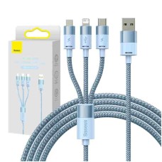 3in1 USB cable Baseus StarSpeed Series, USB-C + Micro + Lightning 3,5A, 1.2m (Blue)
