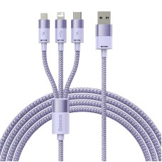 3in1 USB cable Baseus StarSpeed Series, USB-C + Micro + Lightning 3,5A, 1.2m (Purple)
