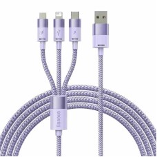 3in1 USB cable Baseus StarSpeed Series, USB-C + Micro + Lightning 3,5A, 1.2m (Purple)