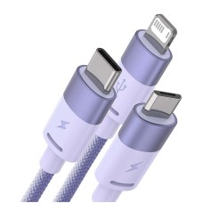 3in1 USB cable Baseus StarSpeed Series, USB-C + Micro + Lightning 3,5A, 1.2m (Purple)