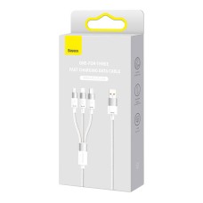 3in1 USB cable Baseus StarSpeed Series, USB-C + Micro + Lightning 3,5A, 1.2m (White) 3in1 USB cable Baseus StarSpeed Series, USB-C + Micro + Lightning 3,5A, 1.2m (White)