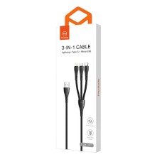 3in1 USB to USB-C / Lightning / Micro USB Cable, Mcdodo CA-6960, 1.2m (Black) 3in1 USB to USB-C / Lightning / Micro USB Cable, Mcdodo CA-6960, 1.2m (Black)