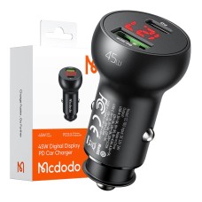 Car Charger Mcdodo CC-7030, USB + USB-C, with Display, 45W (Black) Car Charger Mcdodo CC-7030, USB + USB-C, with Display, 45W (Black)