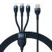 3in1 USB cable Baseus USB 3in1 Baseus Flash Series, USB-C + Micro + Lightning 66W, 1.2m (blue)