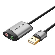External USB Sound Card Vention CDKHB, TRS 3.5mm, 0.15m (gray) External USB Sound Card Vention CDKHB, TRS 3.5mm, 0.15m (gray)