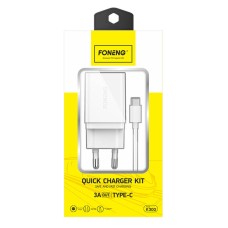 Fast charger Foneng 1x USB K300 18W + USB to USB-C cable Fast charger Foneng 1x USB K300 18W + USB to USB-C cable