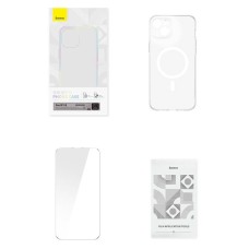 Phone case Baseus Magnetic Crystal Clear for iPhone 13 (transparent) with all-tempered-glass screen protector and cleaning kit Phone case Baseus Magnetic Crystal Clear for iPhone 13 (transparent) with all-tempered-glass screen protector and cleaning kit
