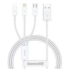 Quick Charge USB to M+L+C Baseus Superior Data 3.5A 1m (White) Quick Charge USB to M+L+C Baseus Superior Data 3.5A 1m (White)