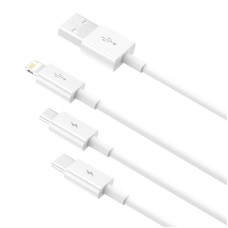 Quick Charge USB to M+L+C Baseus Superior Data 3.5A 1m (White) Quick Charge USB to M+L+C Baseus Superior Data 3.5A 1m (White)