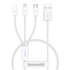 Quick Charge USB to M+L+C Baseus Superior Data 3.5A 0,5m (White) Quick Charge USB to M+L+C Baseus Superior Data 3.5A 0,5m (White)