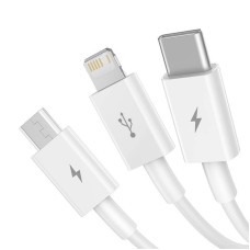 Quick Charge USB to M+L+C Baseus Superior Data 3.5A 0,5m (White) Quick Charge USB to M+L+C Baseus Superior Data 3.5A 0,5m (White)