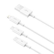 Quick Charge USB to M+L+C Baseus Superior Data 3.5A 0,5m (White) Quick Charge USB to M+L+C Baseus Superior Data 3.5A 0,5m (White)