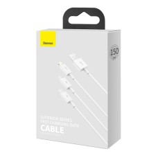 Quick Charge USB to M+L+C Baseus Superior Data 3.5A 0,5m (White) Quick Charge USB to M+L+C Baseus Superior Data 3.5A 0,5m (White)