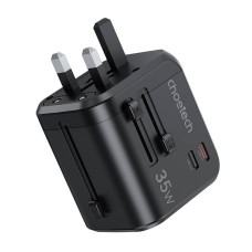 Choetech PD5008 travel charger, 3xUSB-A, 2xUSB-C, GaN, 35W, US/EU/UK/AU (black) Choetech PD5008 travel charger, 3xUSB-A, 2xUSB-C, GaN, 35W, US/EU/UK/AU (black)