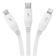 Charging Cable 3w1 Baseus USB to USB-C, USB-M, Lightning 3,5A, 1,1m (White) Charging Cable 3w1 Baseus USB to USB-C, USB-M, Lightning 3,5A, 1,1m (White)