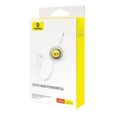 Charging Cable 3w1 Baseus USB to USB-C, USB-M, Lightning 3,5A, 1,1m (White) Charging Cable 3w1 Baseus USB to USB-C, USB-M, Lightning 3,5A, 1,1m (White)