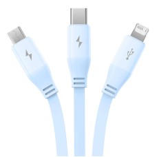 Charging Cable 3w1 Baseus USB to USB-C, USB-M, Lightning 3,5A, 1,1m (blue)